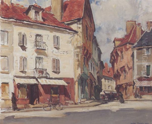 Place De L'eglise A Semur (no.39) Oil Painting by Jules Eugene Pages