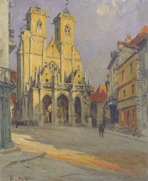 Church At Moret Oil Painting by Jules Eugene Pages