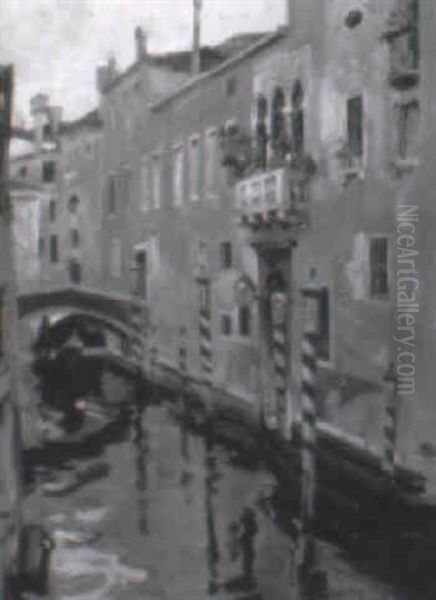 Venetian Canal Scene Oil Painting by Jules Eugene Pages