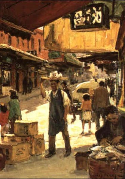 Chinatown, San Francisco Oil Painting by Jules Francois Pages