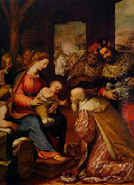 The Adoration Of The Magi Oil Painting by Giovanni Battista Paggi