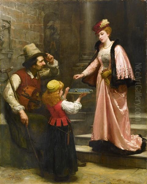 Das Almosen Oil Painting by Eleuterio Pagliano