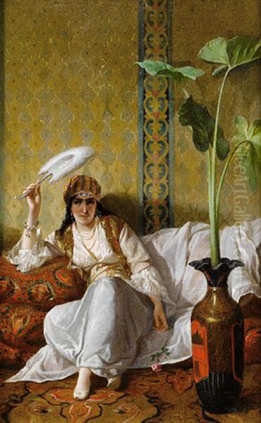 Harem Beauty Oil Painting by Eleuterio Pagliano