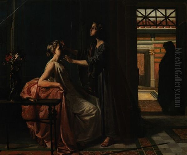 Nydia, The Blind Girl Of Pompeii Oil Painting by Eleuterio Pagliano