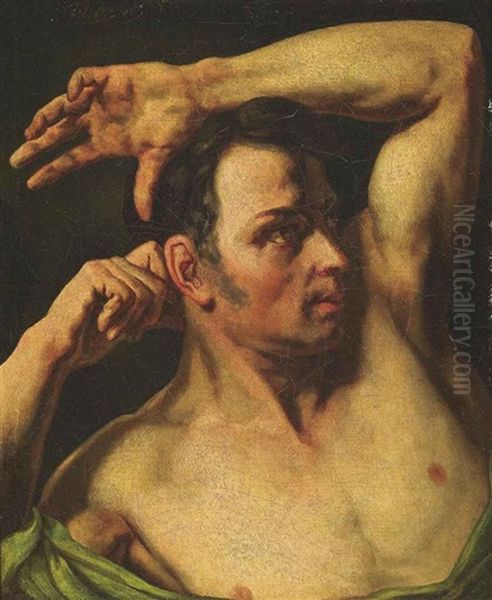 The Head And Torso Of A Man (academic Study) Oil Painting by Aimable Louis Claude Pagnest