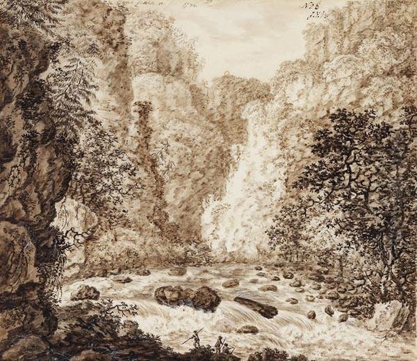 Wasserfall Der Bode Im Harz Oil Painting by Johann Leonhard Blank