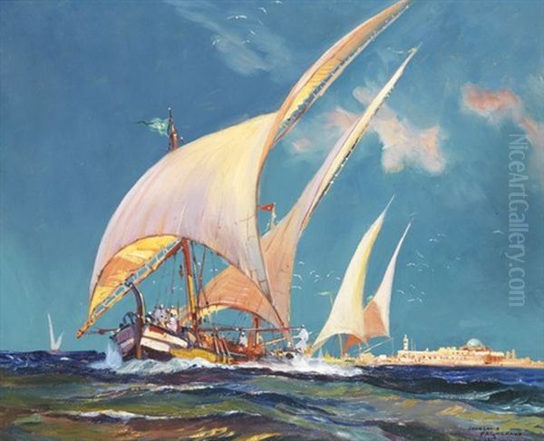 Voilier Sur Le Bosphore Oil Painting by Jean-Louis Paguenaud