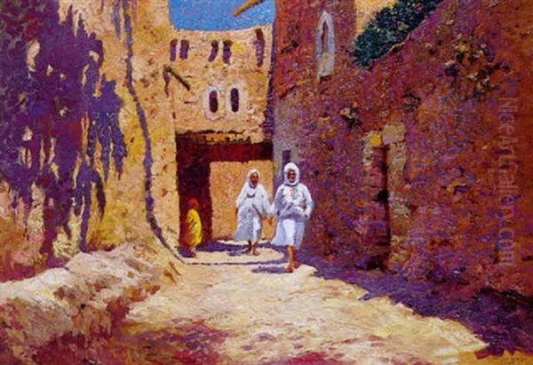 Rue Animee Au Maroc Oil Painting by Jean-Louis Paguenaud