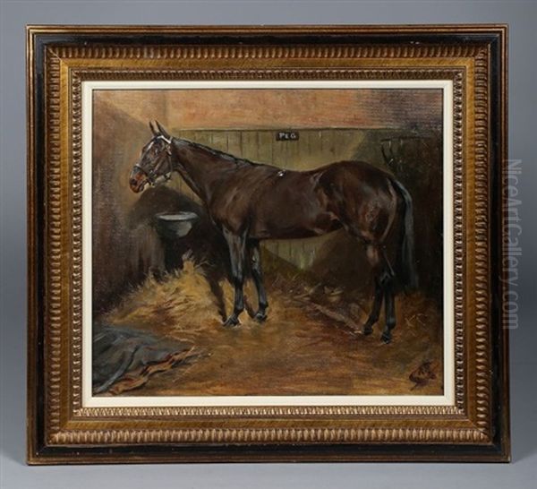 Portrait Du Cheval Peg A L'ecurie Oil Painting by George Paice