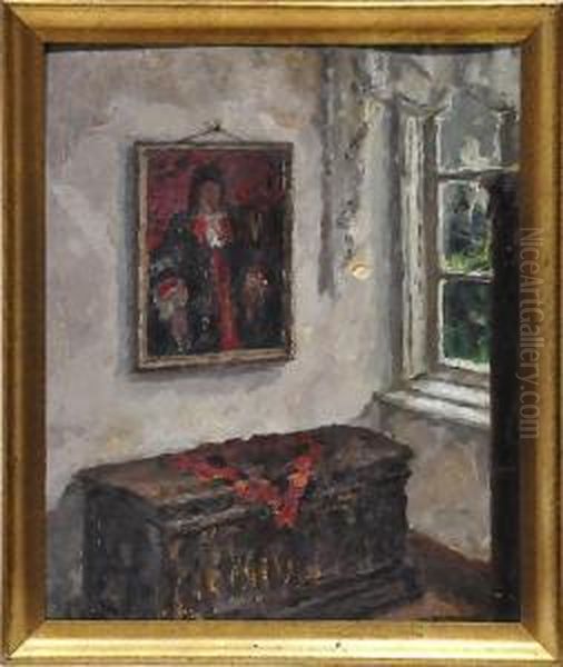 Stubeninterieur Mit Flachdeckeltruhe Oil Painting by Wilhelm Blanke