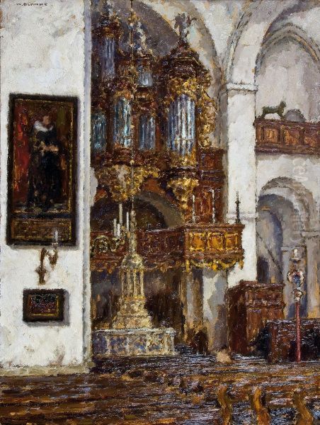 Inneres Einer Kirche Mit Orgel Oil Painting by Wilhelm Blanke