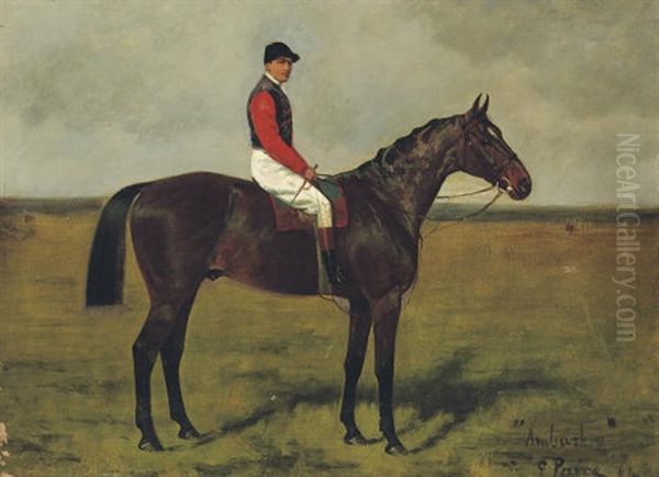 "ambush Ii," A Bay Racehorse With Algernon Anthony Up Oil Painting by George Paice