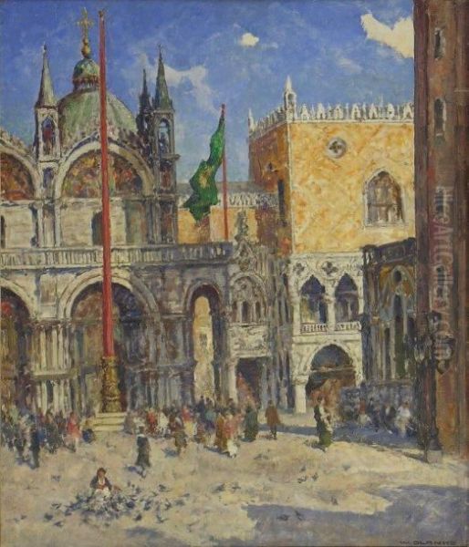 La Place Saint Marc Oil Painting by Wilhelm Blanke