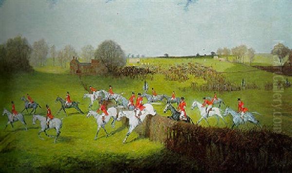 The Royal Scots Greys Point-to-point, Northumberland-many A Slip Between Cup And Lip Oil Painting by George Paice