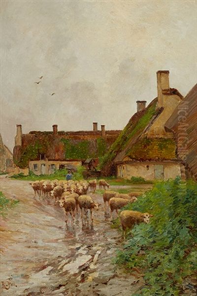 Le Depart Des Moutons Oil Painting by Edouard Pail