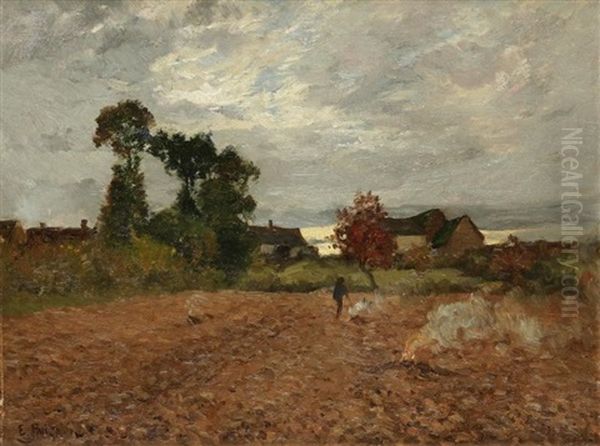 Paysan Brulant Les Chaumes Oil Painting by Edouard Pail