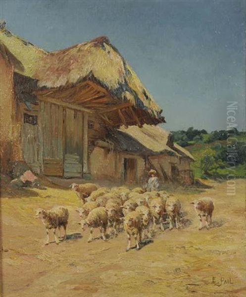 Troupeau Dans Des Paturages (pair) Oil Painting by Edouard Pail