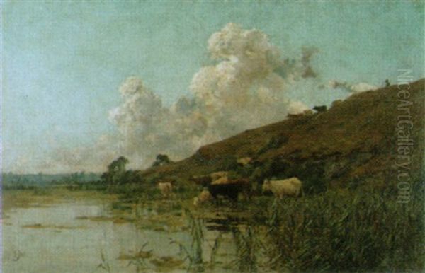 Sommerliche Landschaft Mit Kuhen Oil Painting by Edouard Pail