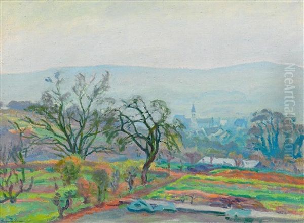 Blick Auf Eine Franzosische Dorflandschaft Oil Painting by Henri Pailler