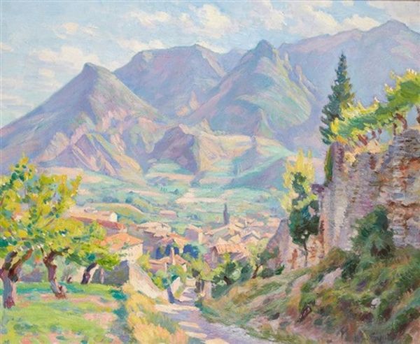 Vue De La Drome Oil Painting by Henri Pailler