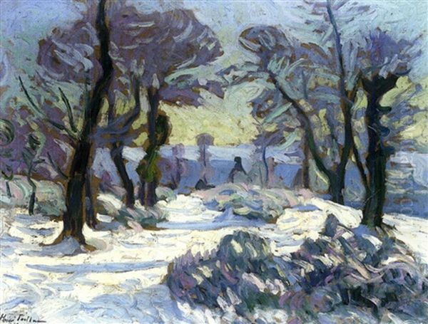 Paysage Enneige Oil Painting by Henri Pailler