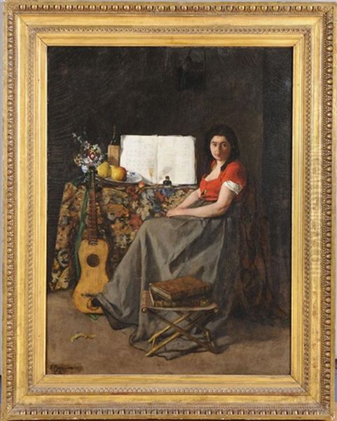 Mujer Con Guitarra Oil Painting by Fernand Paillet