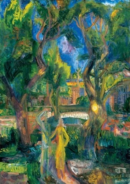 Szentendrei Kertben (in A Szentendre Garden) Oil Painting by Jenoe Paizs Goebel