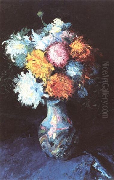 Chrysanthemenstraus Oil Painting by Robert Pajer-Gartegen