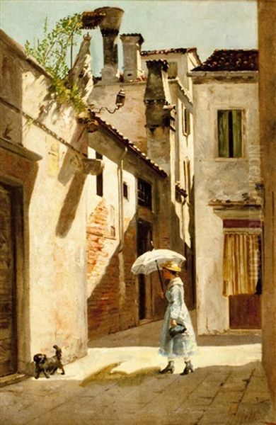 Dama A Passeggio Oil Painting by Pietro Pajetta