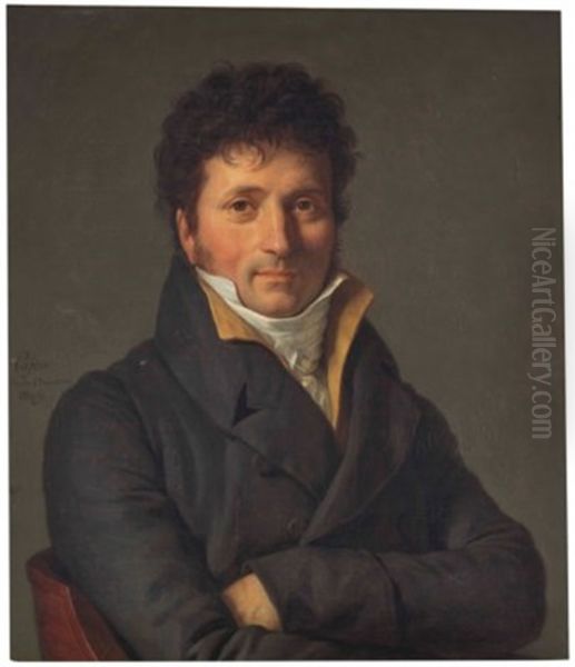 Portrait Of A Gentleman, In A Grey Coat, Half-length Oil Painting by Jacques-Augustin-Catherine Pajou