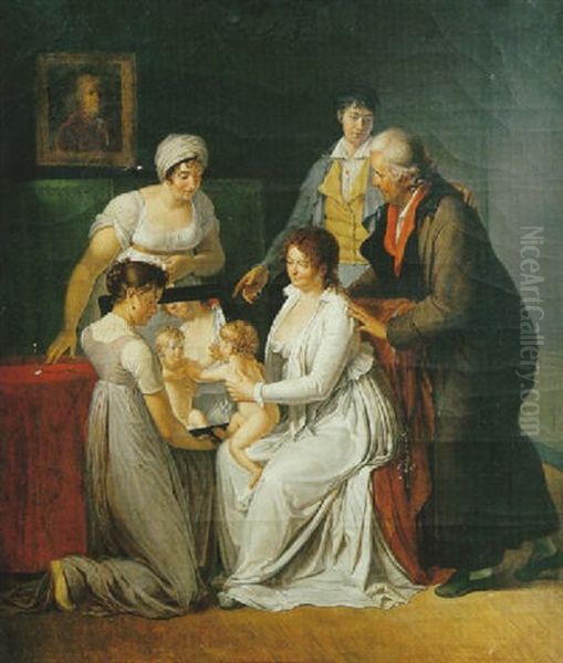 Portrait De La Famille Pajou Oil Painting by Jacques-Augustin-Catherine Pajou