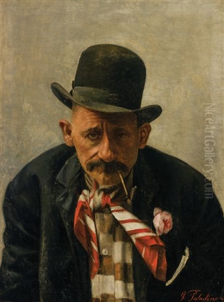 Italian Gentleman Smoking His Pipe Oil Painting by Giuseppe Paladino