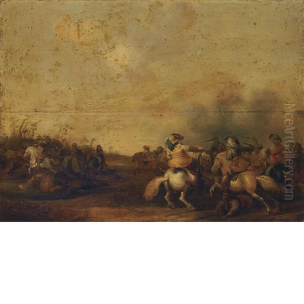 A Battle Scene From The Thirty Years War Oil Painting by Palamedes Palamedesz the Elder