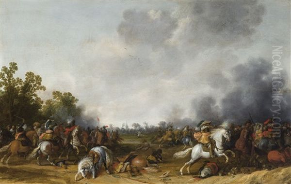 Combat De Cavalerie Oil Painting by Palamedes Palamedesz the Elder