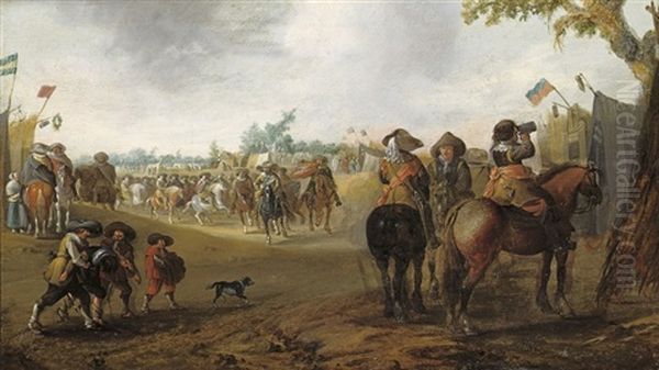 A Military Encampment With Cavalrymen Oil Painting by Palamedes Palamedesz the Elder