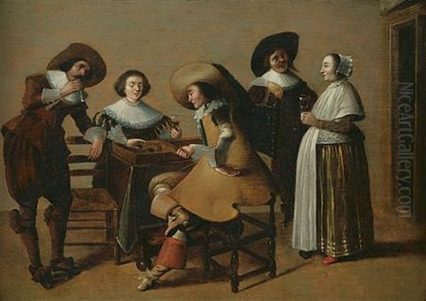 Game Of Backgammon Oil Painting by Palamedes Palamedesz the Elder