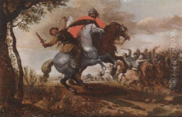 Cavalry Skirmish Oil Painting by Palamedes Palamedesz the Elder