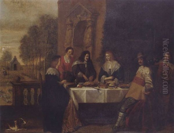 Le Repas Sur La Terrasse Du Chateau Oil Painting by Palamedes Palamedesz the Elder