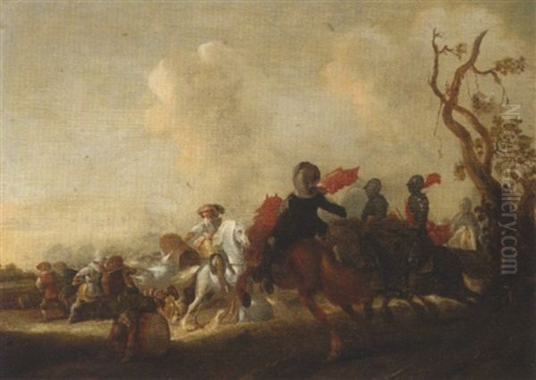 A Skirmish Between Cavalry And Infantry Oil Painting by Palamedes Palamedesz the Elder