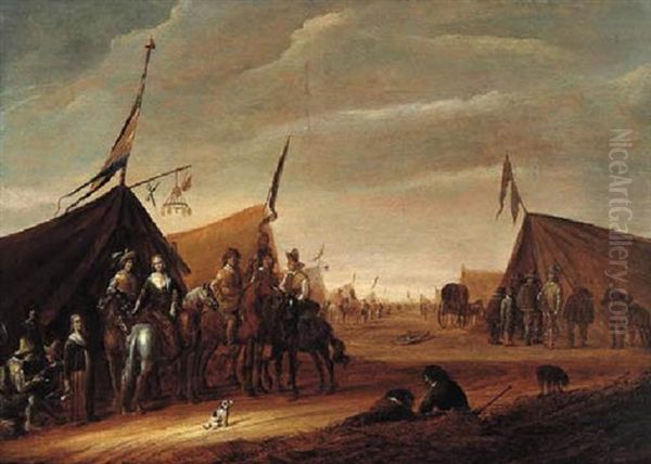 Cavalrymen At An Encampment Oil Painting by Palamedes Palamedesz the Elder