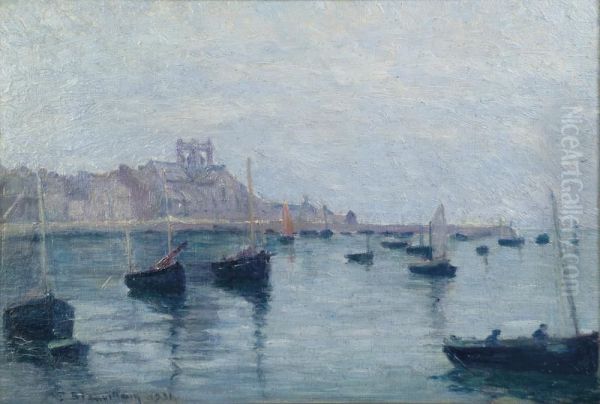 Le Port De Barfleur Oil Painting by Paul Blanvillain