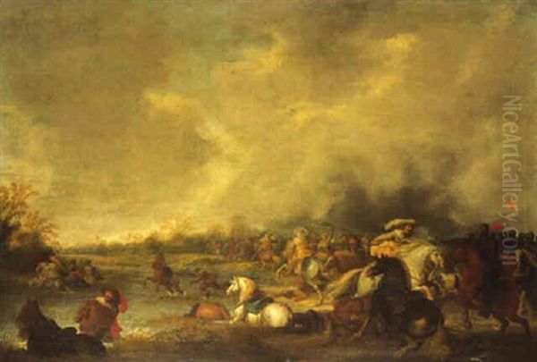 A Cavalry Engagement (battle Of Lutzen?) Oil Painting by Palamedes Palamedesz the Elder