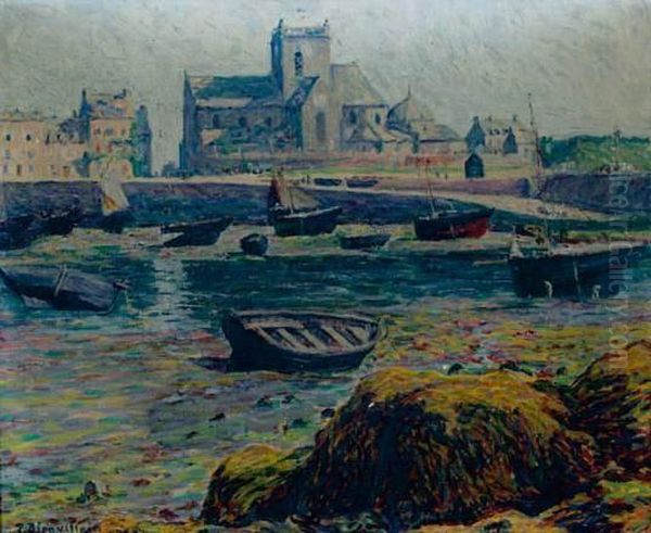 Le Port De Barfleur Oil Painting by Paul Blanvillain