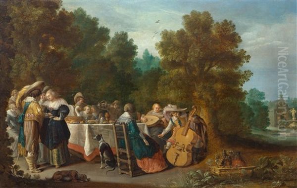 Open Air Banquet Oil Painting by Anthonie Palamedesz