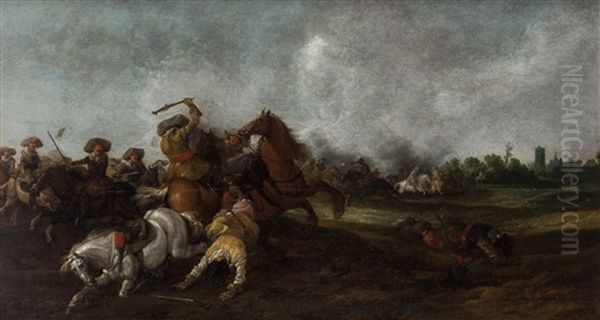 Cavalry Scene Oil Painting by Anthonie Palamedesz