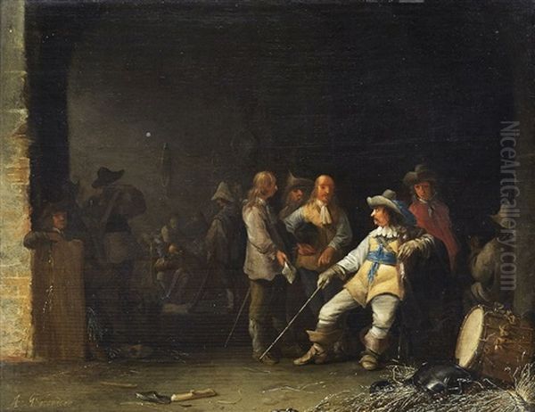 Soldiers In The Guardroom Oil Painting by Anthonie Palamedesz