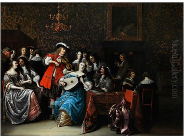 Hauskonzert In Hofischem Interieur Oil Painting by Anthonie Palamedesz