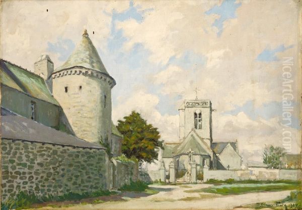 L'eglise De Ste Genevieve Oil Painting by Paul Blanvillain