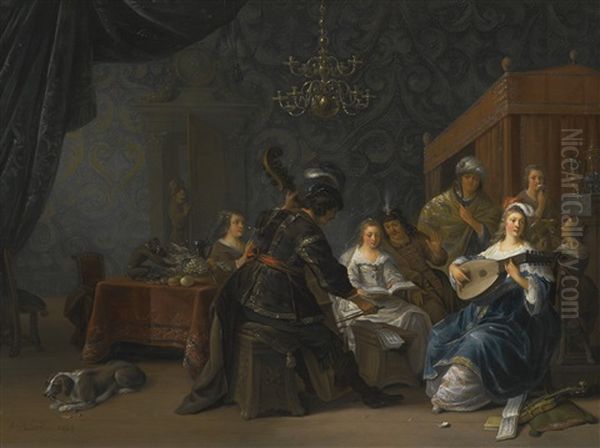 A Musical Party With An Allegory Of The Five Senses Oil Painting by Anthonie Palamedesz