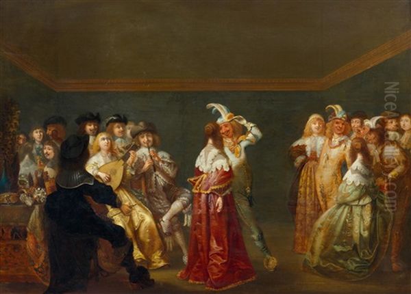 A Masquerade Ball Oil Painting by Anthonie Palamedesz